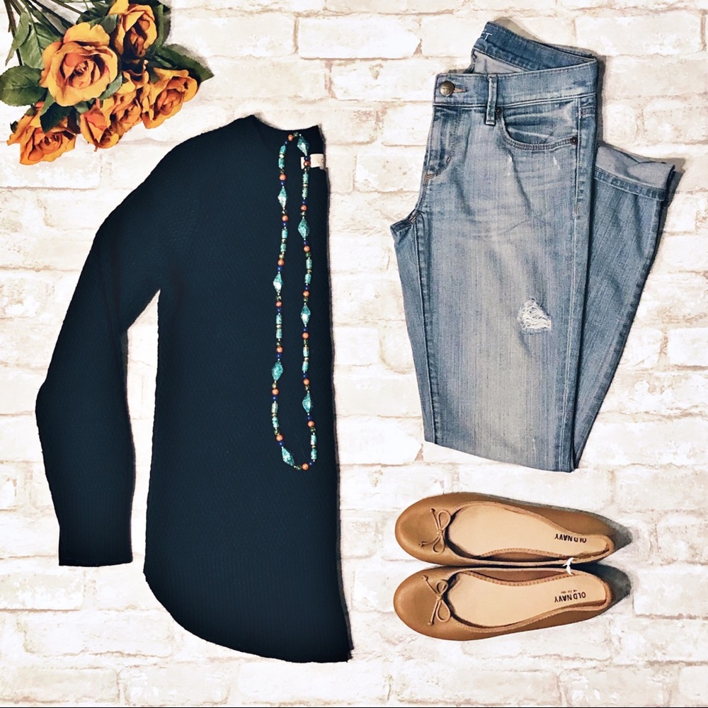 LOFT | Shirttail Navy Tunic Sweater